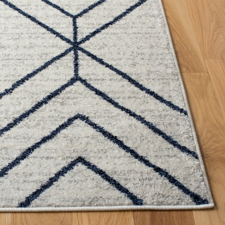 Havennest Serene Liora Linear Area Rug, Light Grey/Navy, 8' x 10' Rectangle