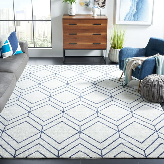 Havennest Serene Liora Linear Area Rug, Light Grey/Navy, 8' x 10' Rectangle