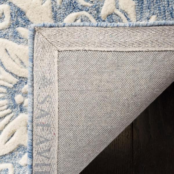 Camden Handmade Tufted Wool Ivory/Blue Area Rug Square 6'