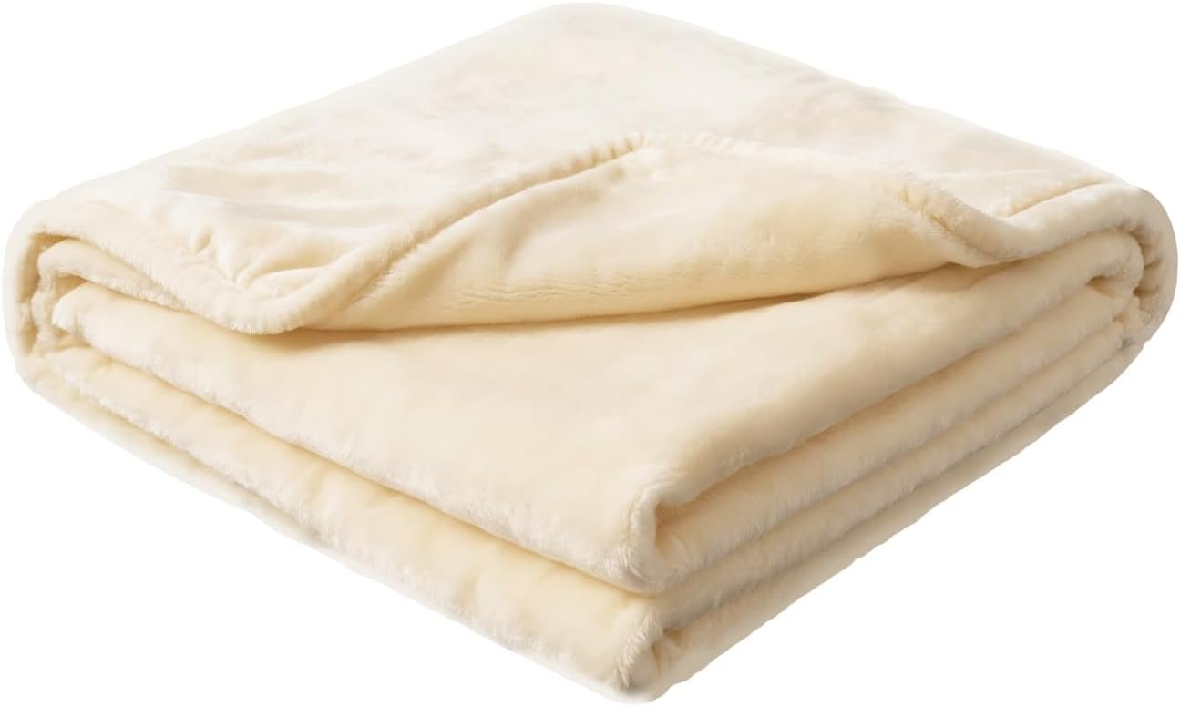 Cream Yellow Plush Velvet Fleece Blanket