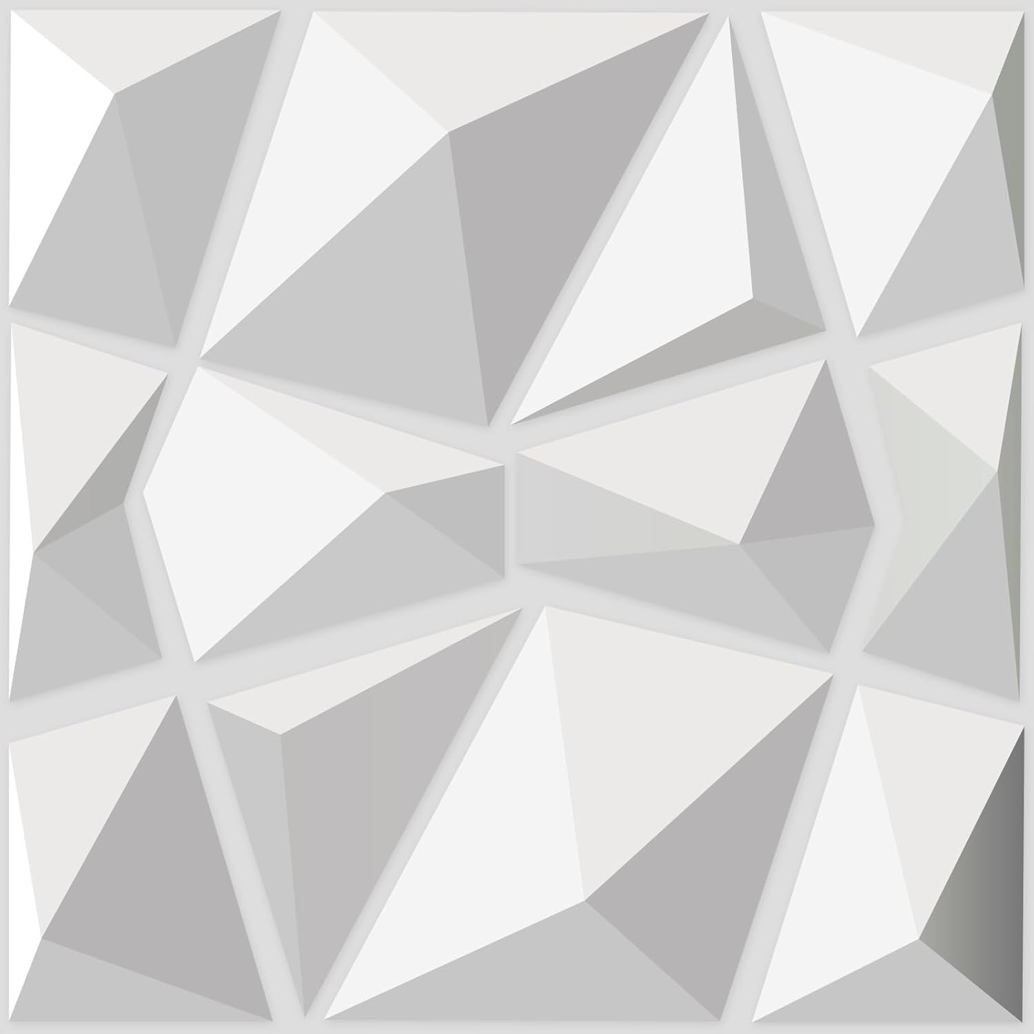 Decorative 3D Wall Panels Diamond Design Matt White 33-Pack