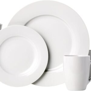 16-Piece White Porcelain Kitchen Dinnerware Set