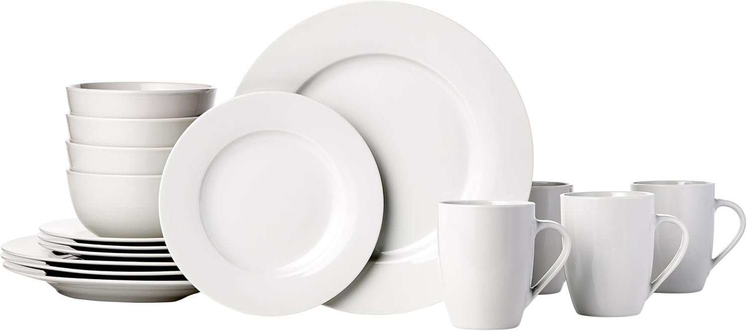 16-Piece White Porcelain Kitchen Dinnerware Set
