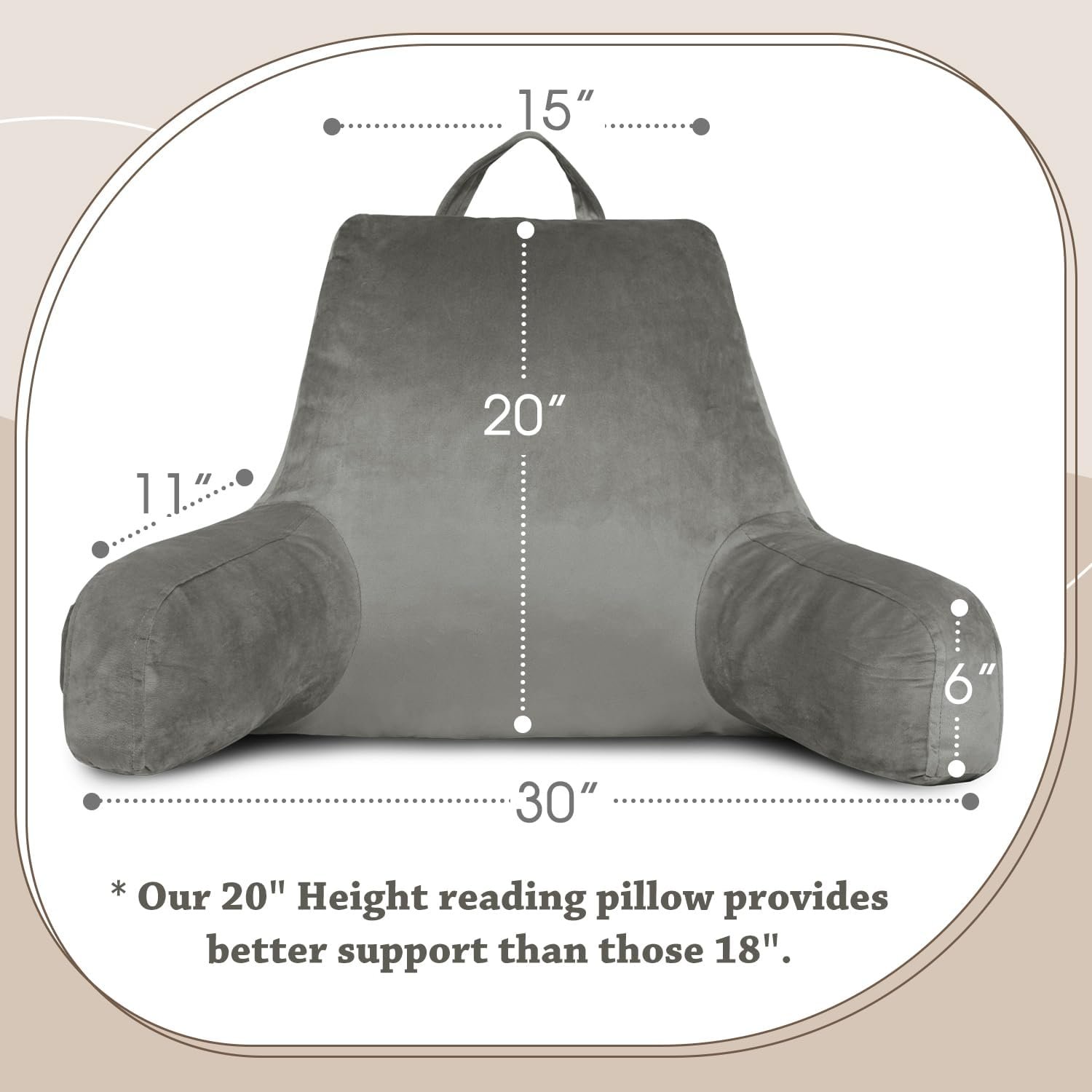 Reading Pillow with Removable Cover and Arms Dark Grey - Image 2