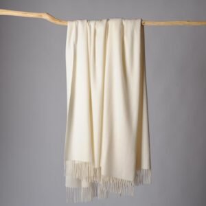 Ivory Cashmere Fringe Throw
