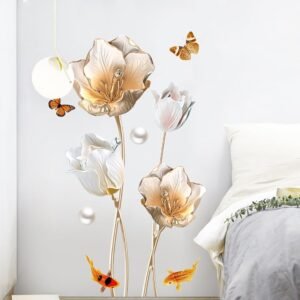 3D Gold Tulip Flower Wall Art Stickers Large