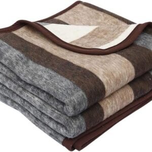 Beige Brown Gray Alpaca Sheep Wool Blanket
