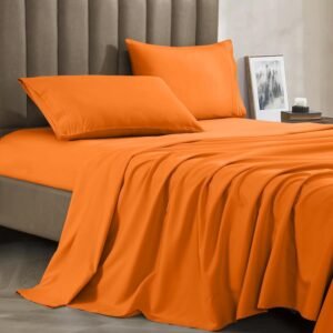Wrinkle-Resistant 4-Piece Microfiber Sheet Set Orange