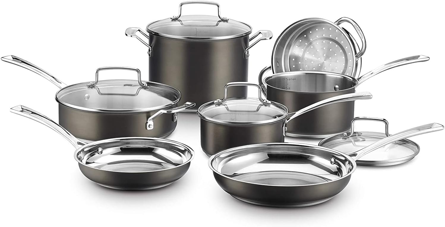 11-Piece Black Stainless Cookware Set