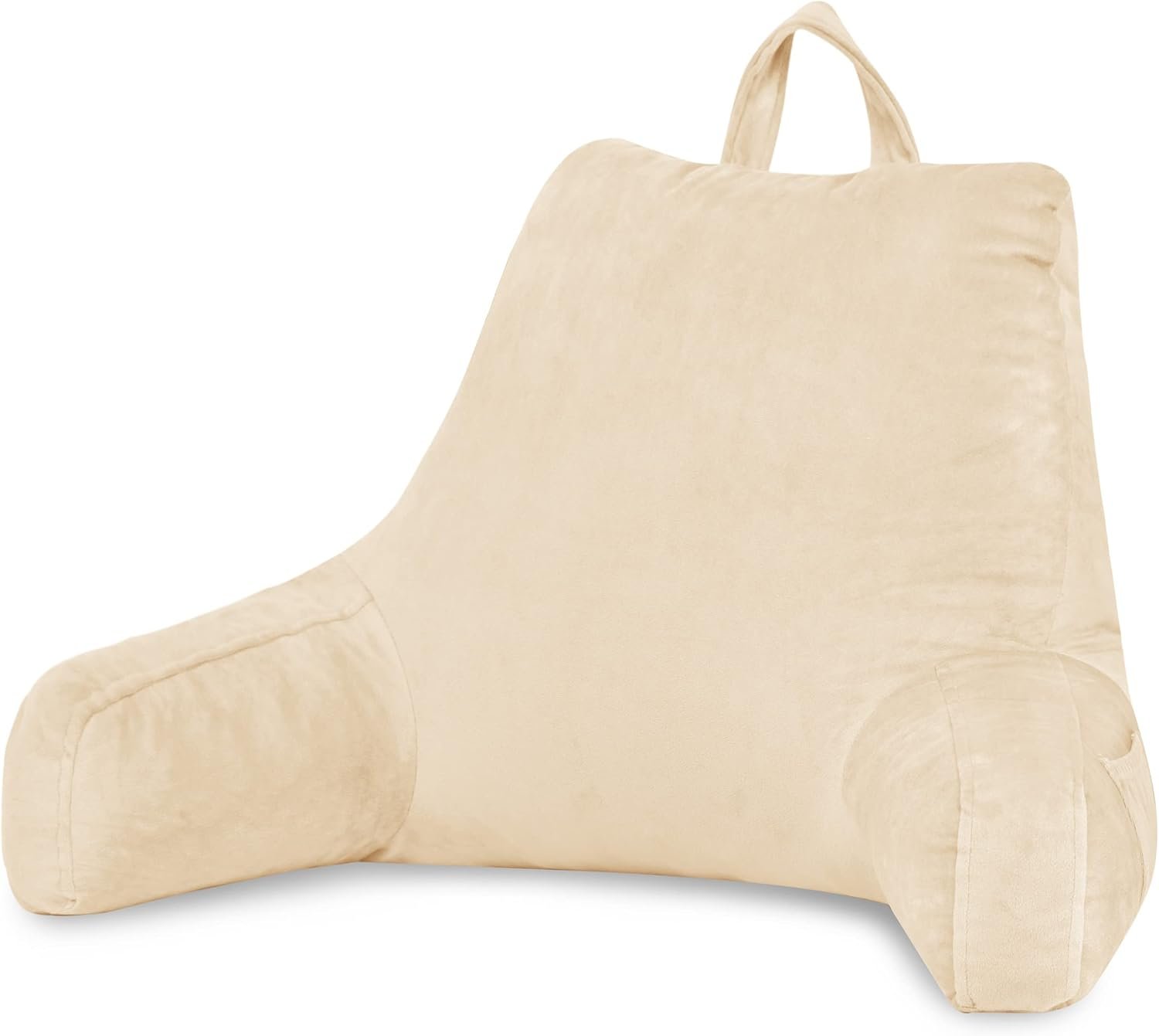 Reading Pillow with Support Arms Shredded Memory Foam Beige
