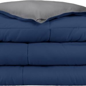 Reversible Goose Down Alternative Comforter Dark Blue/Grey