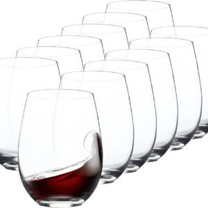 12-Piece 15oz Stemless Wine Glasses Smooth Rim