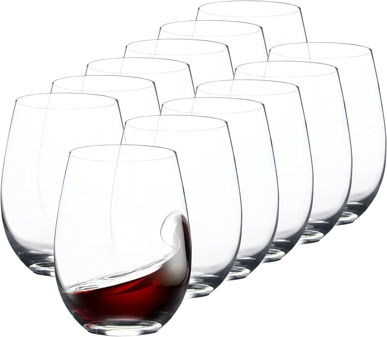12-Piece 15oz Stemless Wine Glasses Smooth Rim