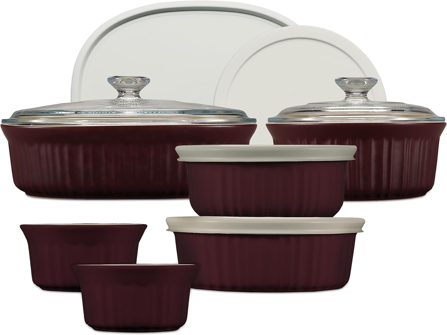 12-Piece Ceramic Bakeware Set with Lids French Cabernet