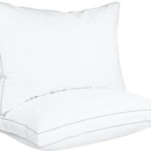 White Cooling Gusseted Bed Pillows Set of 2
