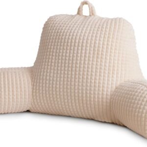 Large Reading Pillow Bed Wedge Backrest with Arms Ivory