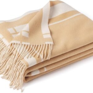 Camello Beige Wool Cashmere Reversible Throw