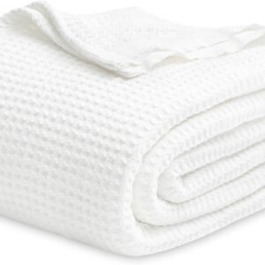 White Cotton Waffle Weave Throw
