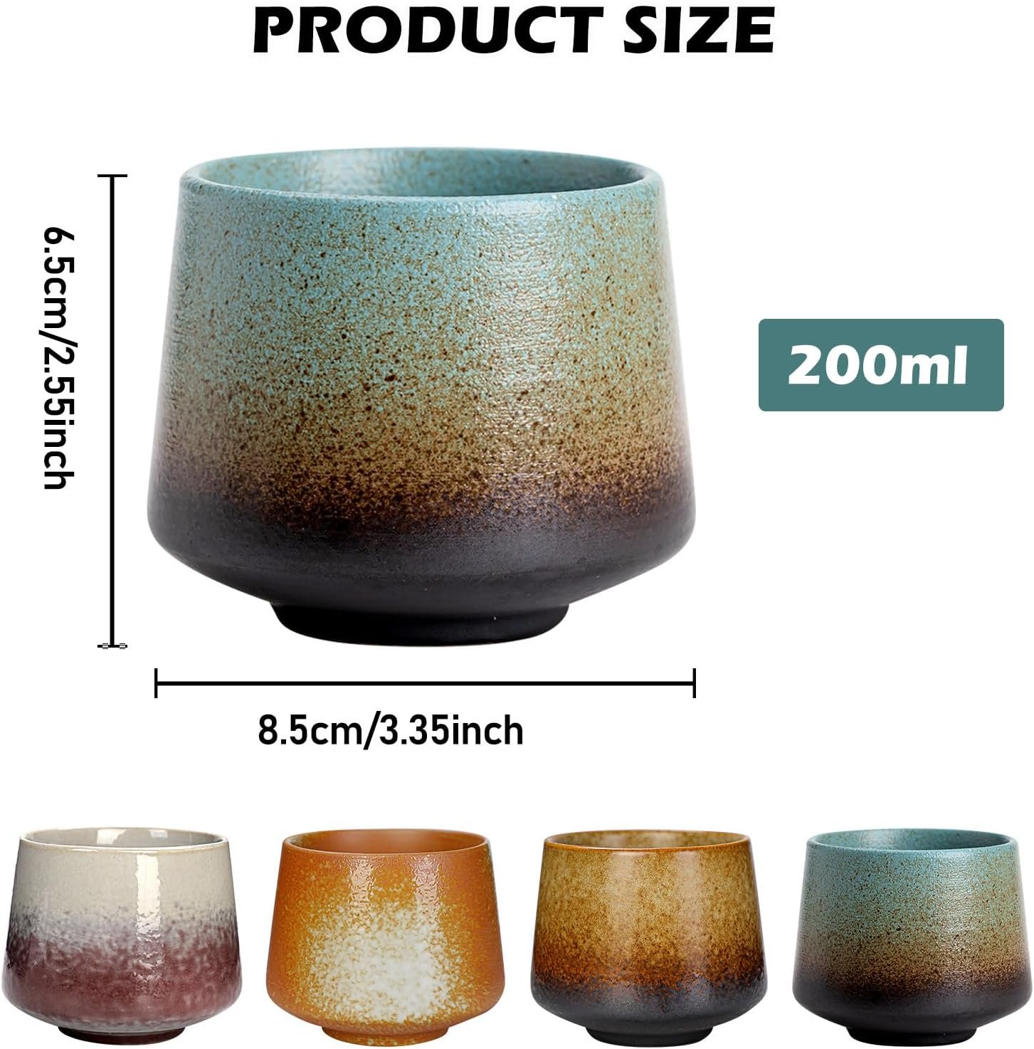 4-Piece Ceramic Cappuccino Espresso Cups 190ml - Image 2