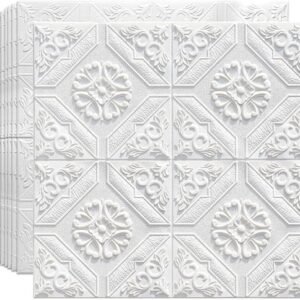 10-Piece 3D Wall Panels Peel and Stick White Brick Foam