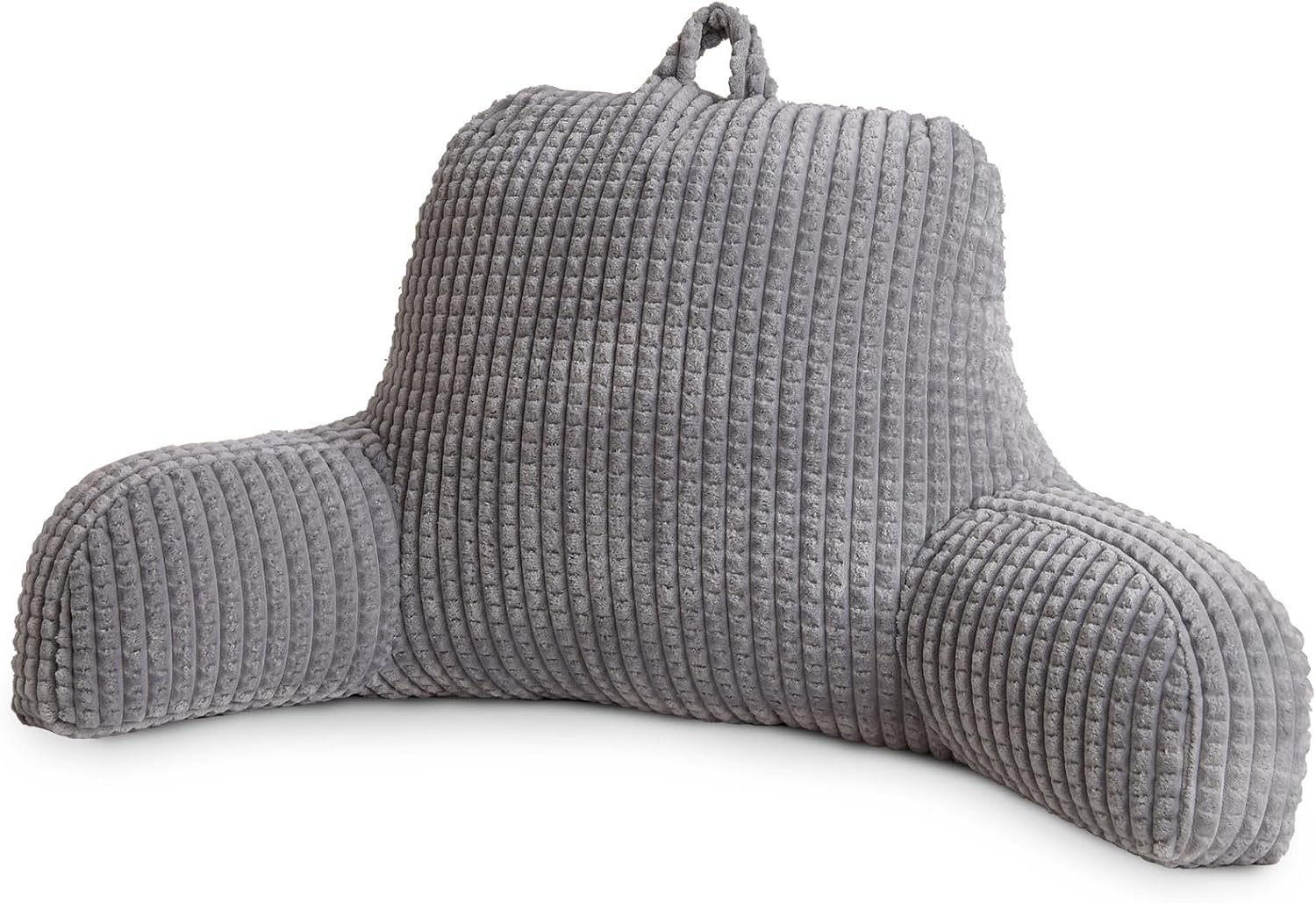 Large Reading Pillow Bed Wedge Backrest with Arms Grey