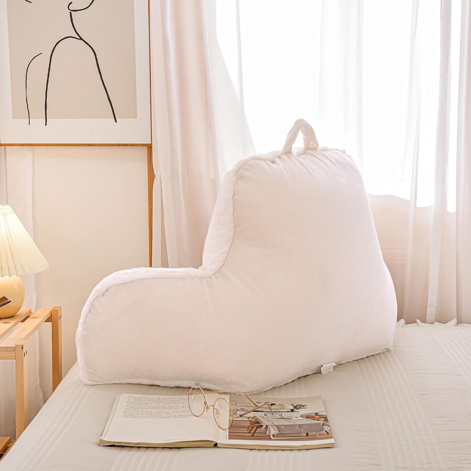 Extra Large Reading Pillow Bed Wedge Backrest Lounge White - Image 2
