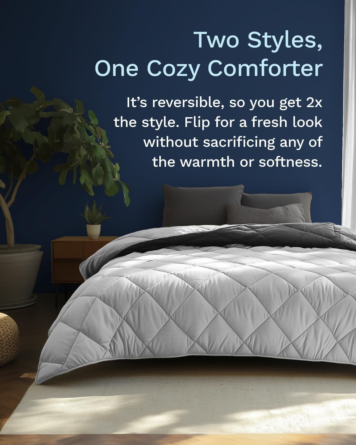 All-Season Down Alternative Reversible Quilted Comforter Gray - Image 2