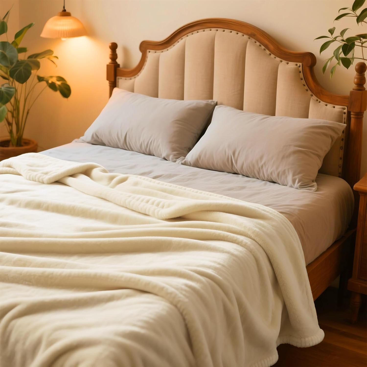 Cream Yellow Plush Velvet Fleece Blanket - Image 2