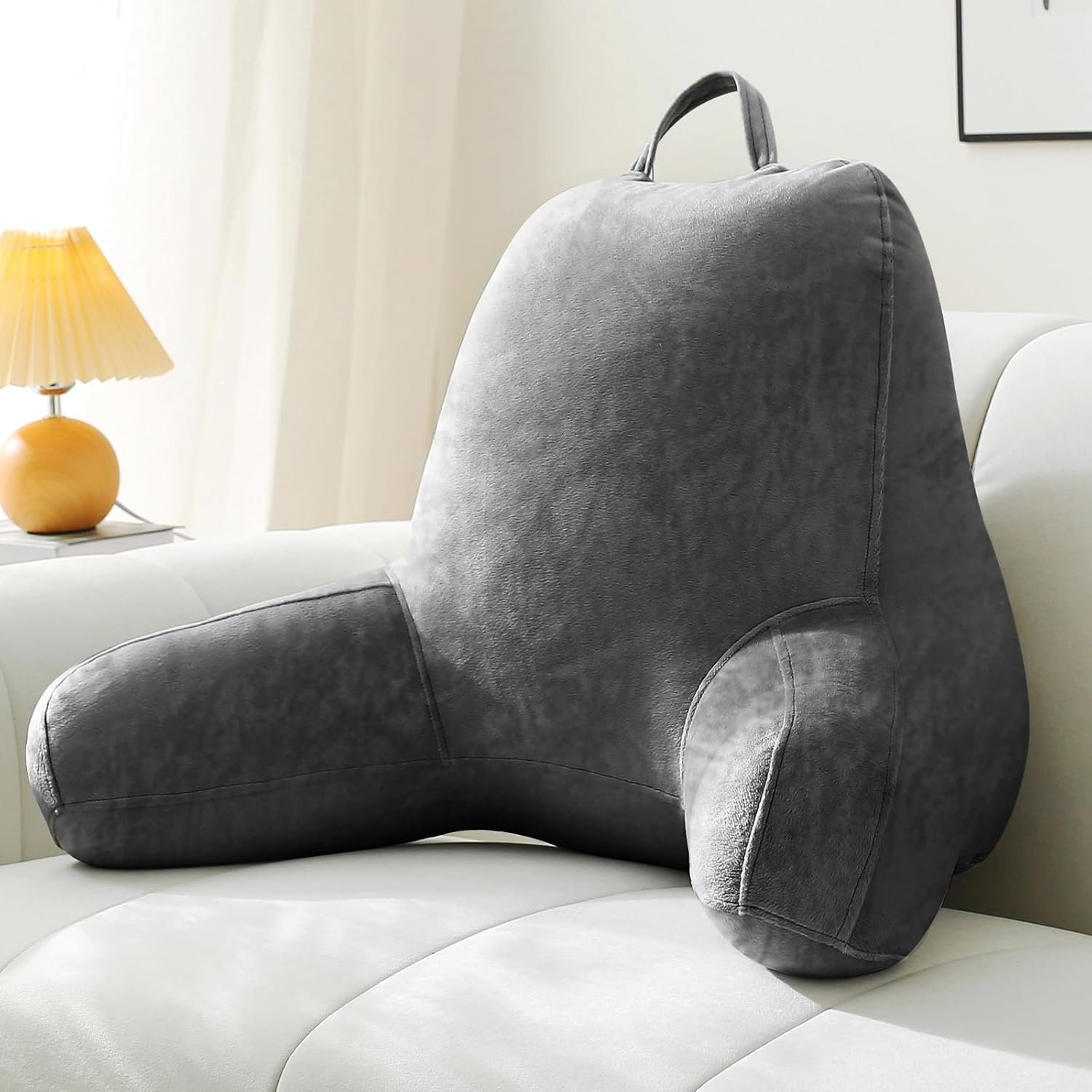 Shredded Memory Foam Reading Pillow Velvet Backrest - Image 2