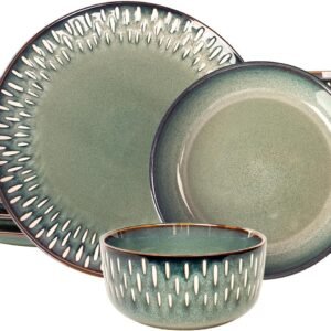 12-Piece Round Reactive Glaze Dinnerware Set