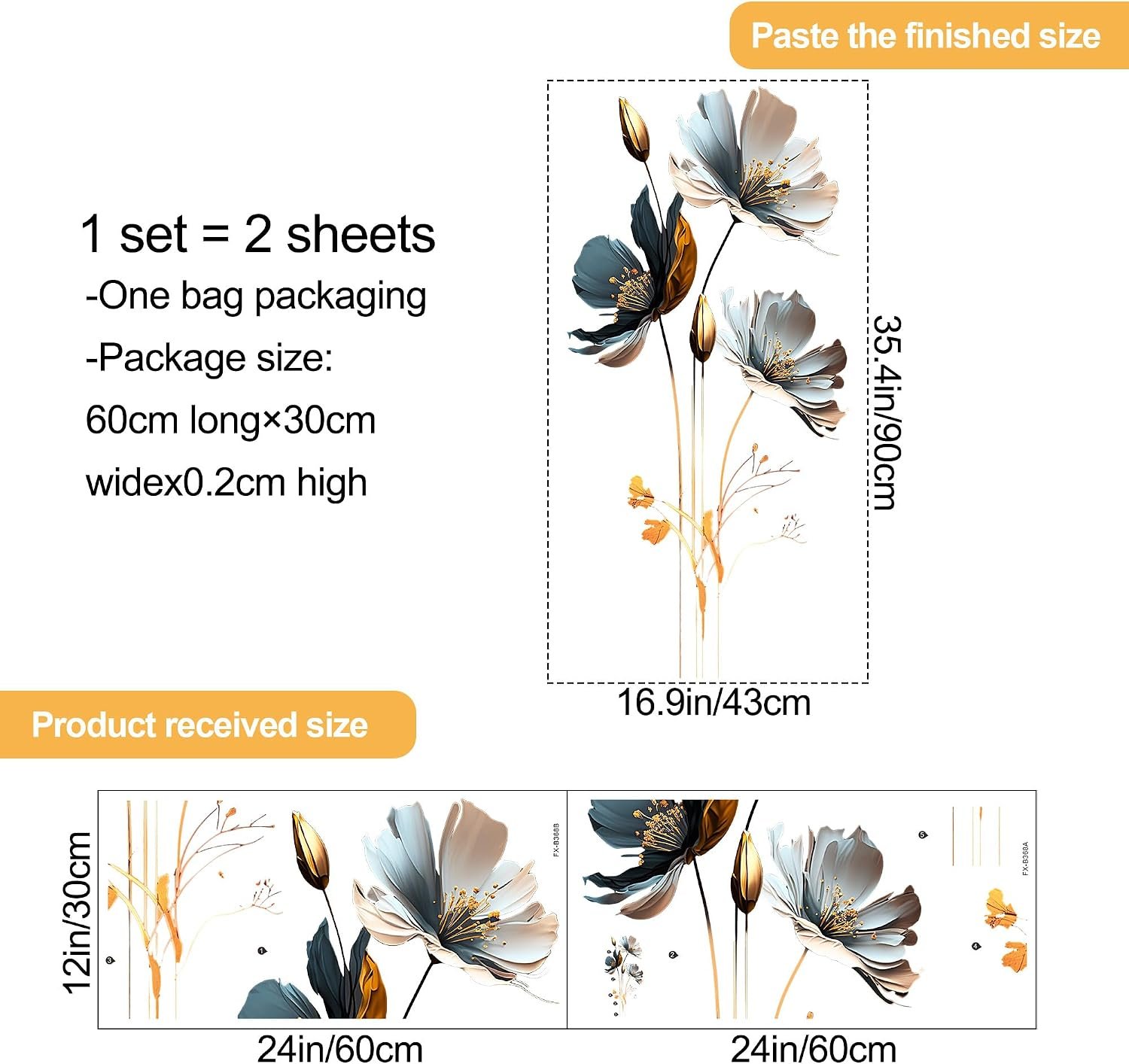 New Chinese Style Relief Lotus Wall Decal 3D Floral Sticker - Image 2