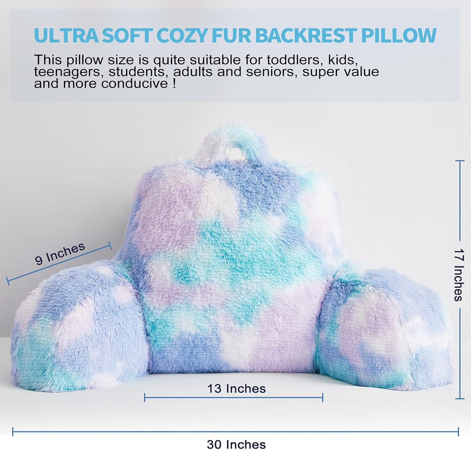 Cozy Fur Backrest Pillow with Arms 30x17x17 - Image 2