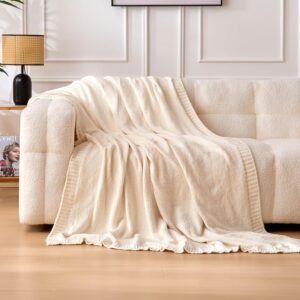Chunky Chenille Microfiber Knit Throw White