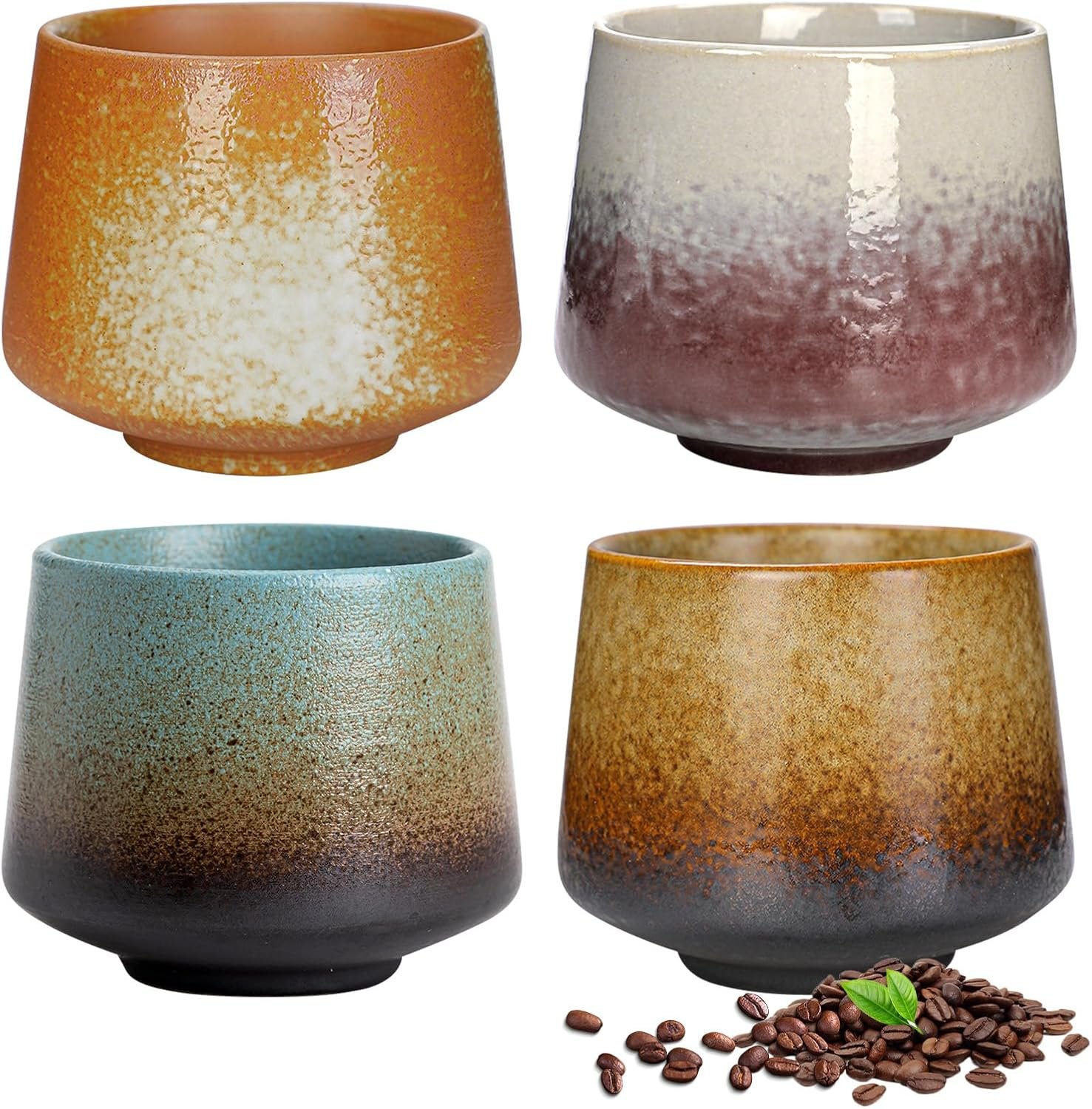 4-Piece Ceramic Cappuccino Espresso Cups 190ml
