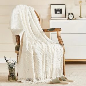 Soft Knitted Tassel Throw for Couch Farmhouse Decor