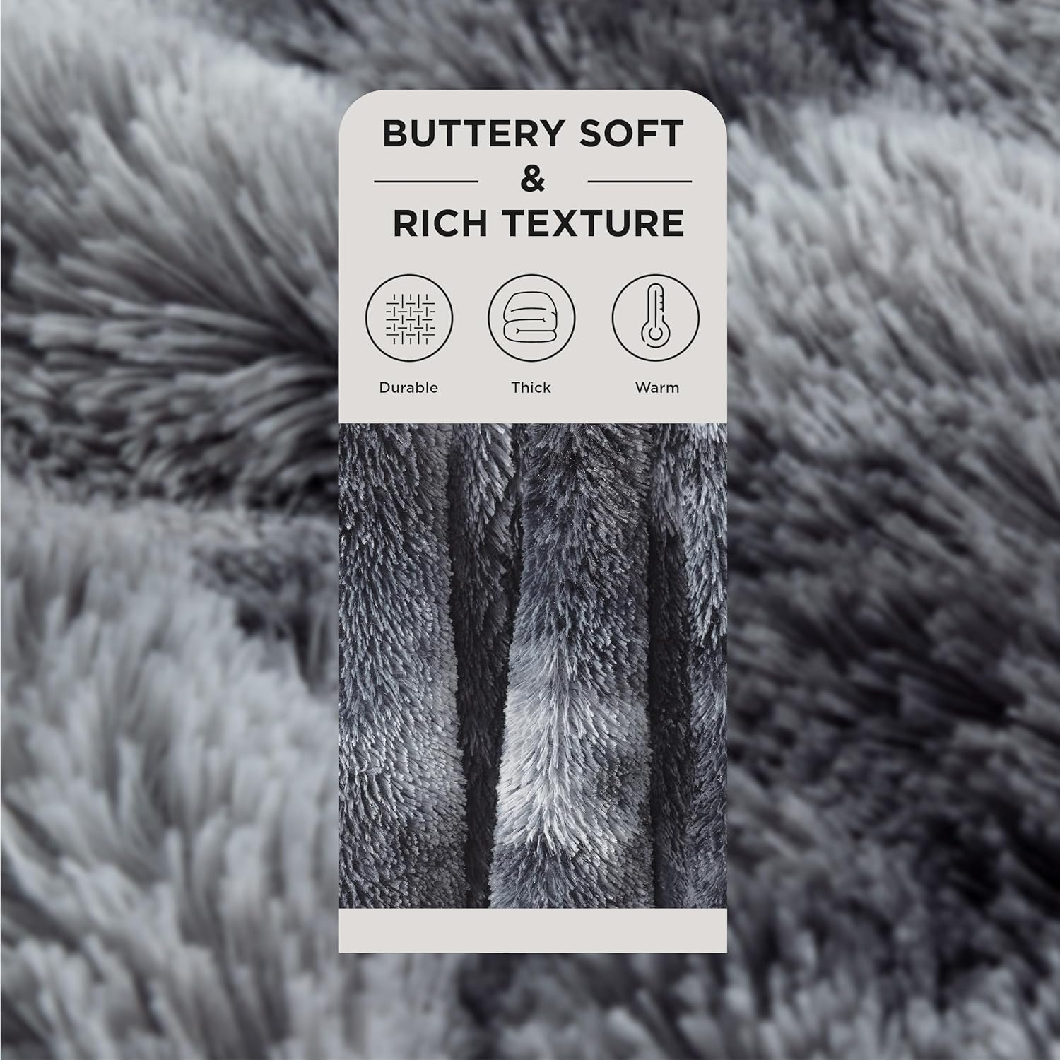 Grey Fuzzy Faux Fur Throw - Image 2