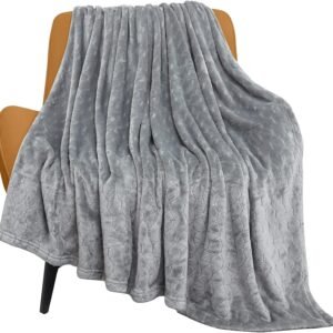 Light Grey Textured Flannel Fleece Throw