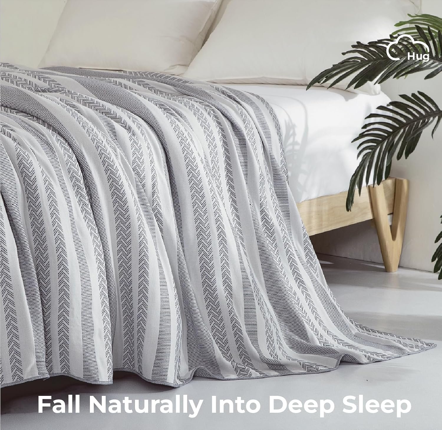 Navy Blue Bamboo Cotton Cooling Blanket - Image 2