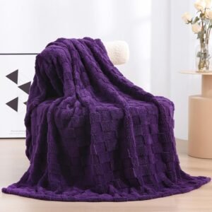 Deep Purple 3D Checkered Fleece Throw