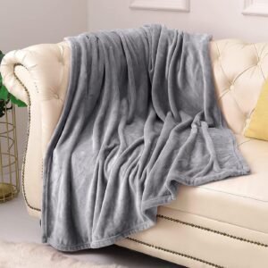 Grey Lightweight Microfiber Fleece Blanket