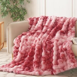 Tie Dye Magenta Faux Fur Bubble Throw