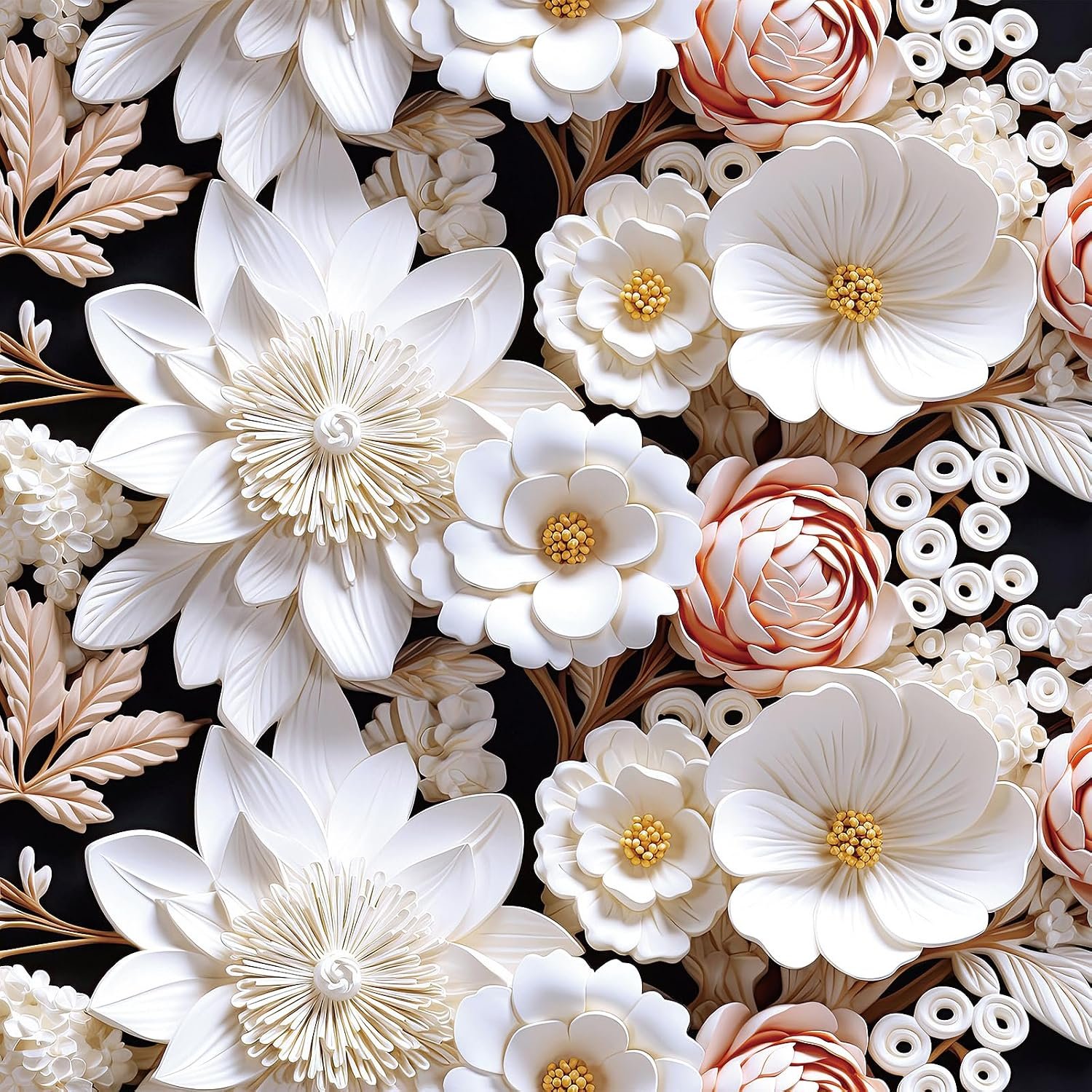 White 3D Floral Wallpaper Pink Embossed Peel and Stick