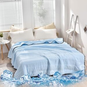 Blue Silky Cooling Throw