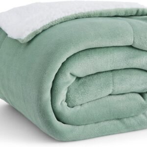 Sage Green Thick Warm Fleece Throw