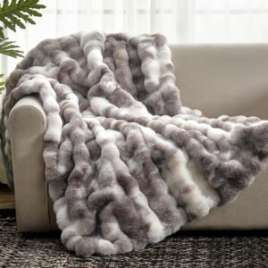 Tie-Dye Taupe Faux Fur Bubble Throw