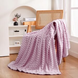 Light Purple 3D Jacquard Fleece Throw