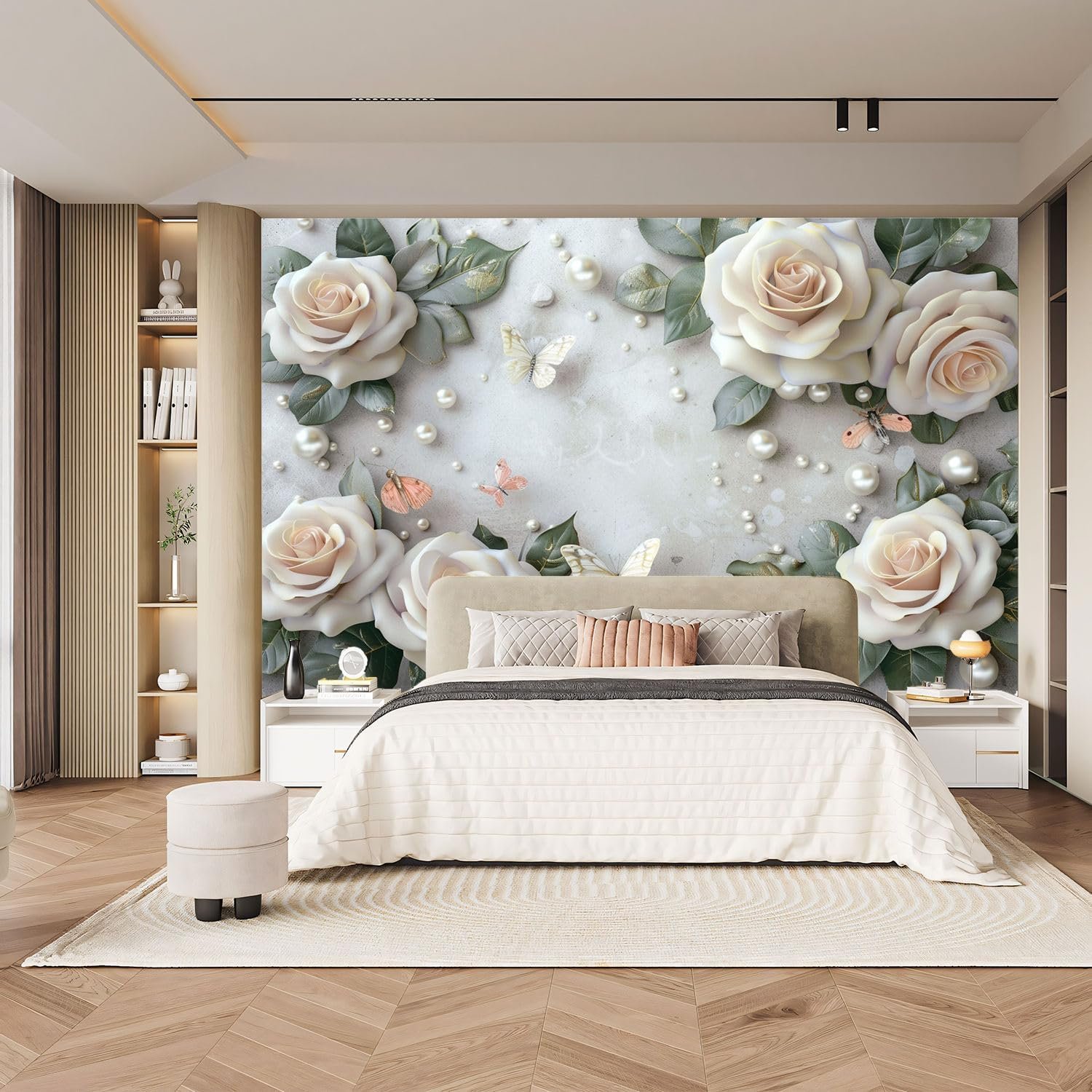 Pink Rose Wall Decals Peel and Stick 3D Relief Stickers - Image 2