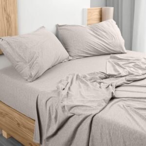 Jersey Knit 4-Piece Cotton Sheet Set Oatmeal