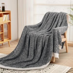 Reversible Warm Knit Throw Black