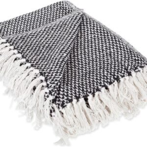 Cotton Basket Weave Throw Black